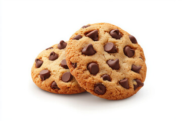 Fototapeta premium Delicious chocolate chip cookies, freshly baked, golden brown, with chocolate morsels, perfect for dessert or snack.