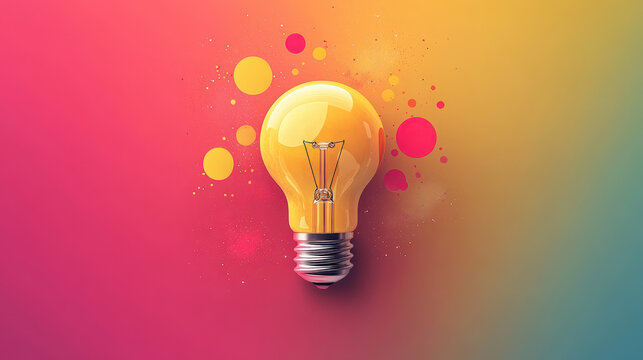A bright light bulb with a glowing filament against a background, representing an idea or innovation