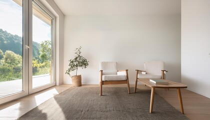 Minimalist Interior Design with White Walls and a Window View