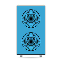 Heat pump air source shadow icon, cooling electric system machine, cool web vector illustration