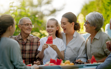 family spending time together in summer morning