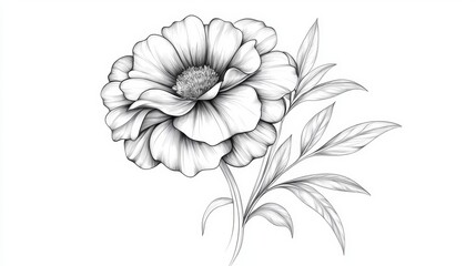 A flower with a stem and leaves