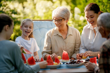 family spending time together in summer morning