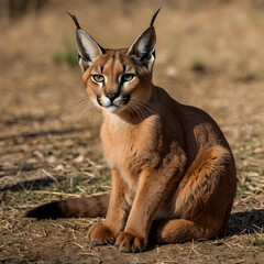 caracal cat sitting on the ground