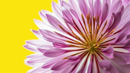 Obraz premium A close up of a purple flower with yellow background, AI
