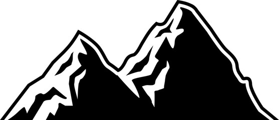 Mountain icon. Silhouette style. Hiking symbol.