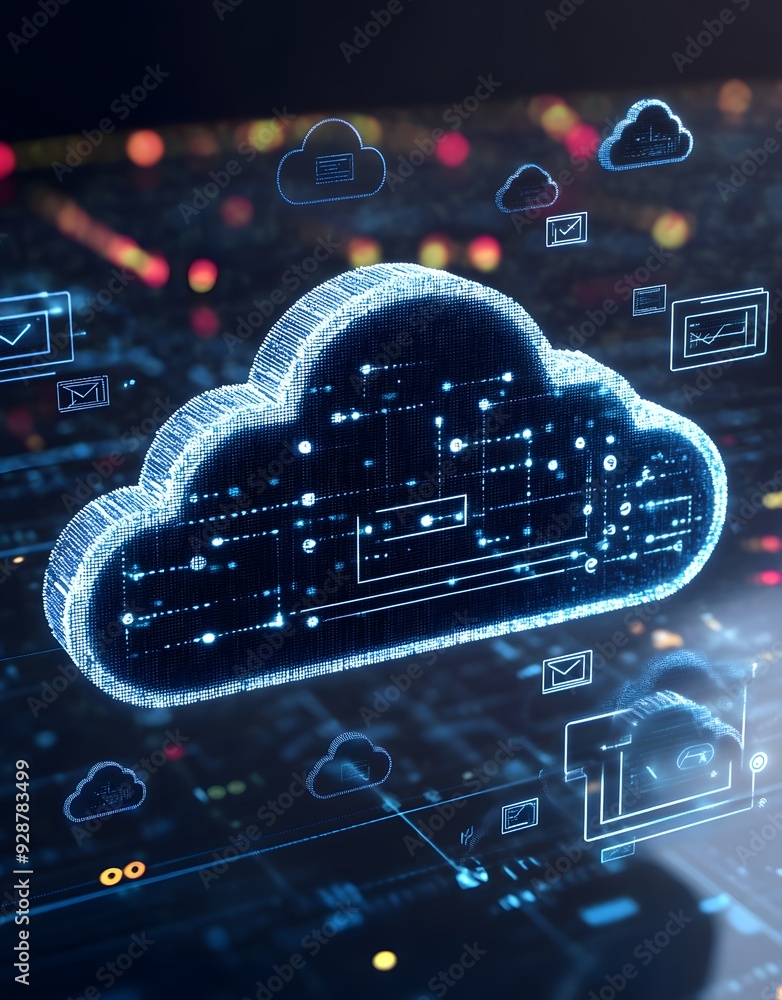 Poster cloud computing digital technology abstract