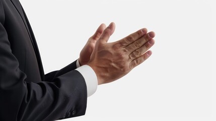 A man wearing a suit and tie claps his hands, possibly in a celebratory or congratulatory setting