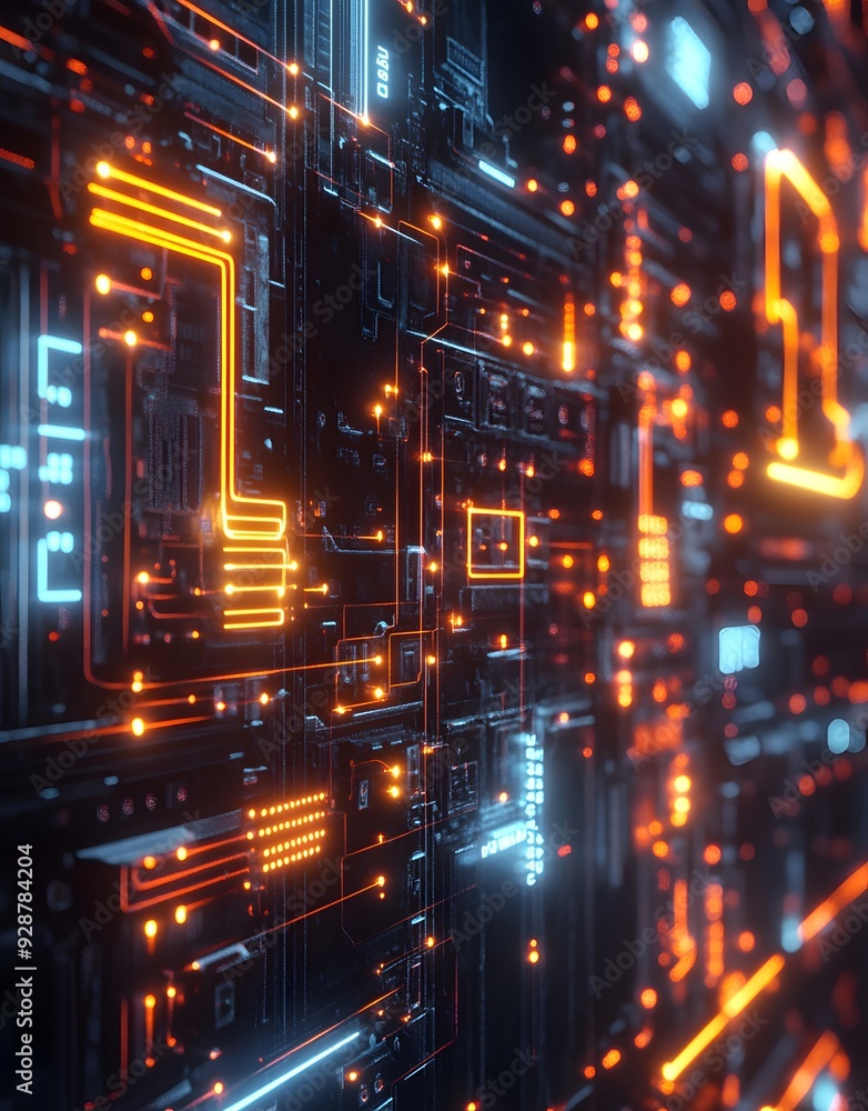 Poster abstract technology background with glowing circuitry