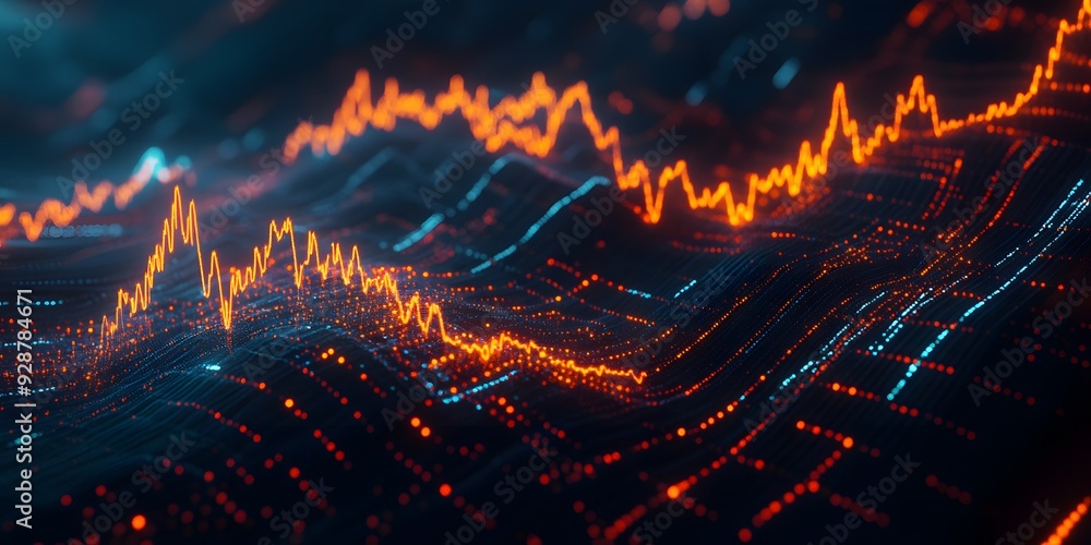 Aufkleber abstract data visualization with glowing lines and points