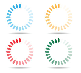 Software Loading Circle Interface Different Colors. Digital Interface and webpage design concept vector