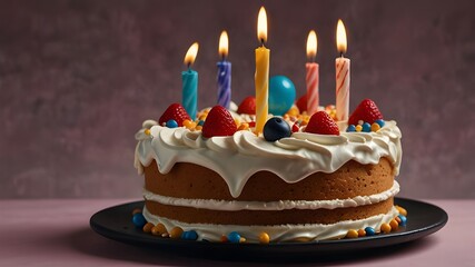 birthday cake with candles