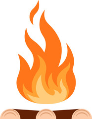 Fire icon. Flat style. Camping symbol.