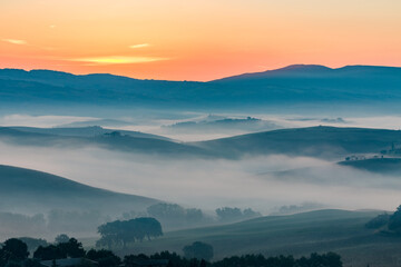 Early morning before sunrise in the mountains, Tuscany, Italy, Europe
