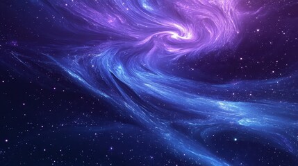 A swirling cosmic scene with vibrant purple and blue hues, depicting the beauty of the universe.