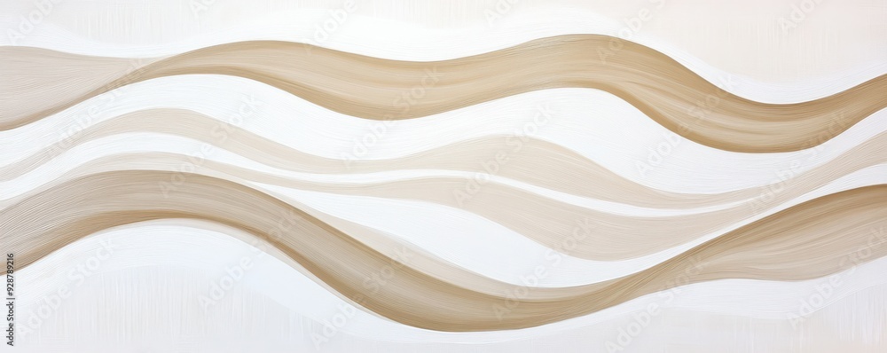 Poster abstract art featuring flowing lines in soft beige tones, creating a serene and harmonious visual ex
