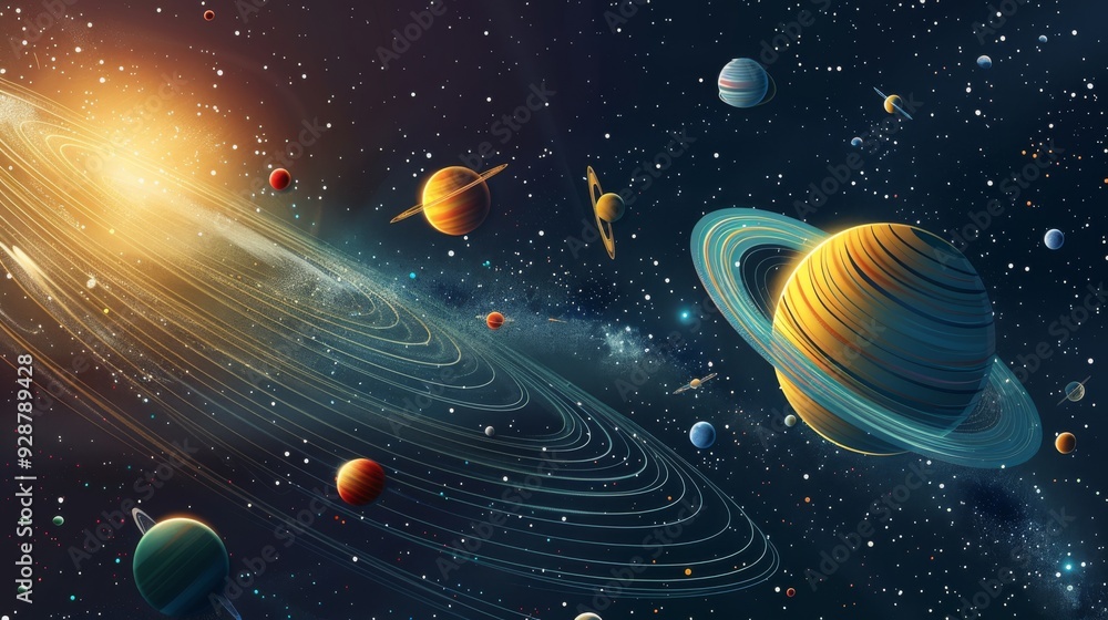 Poster cartoon vector space probe exploring the outer edges of the solar system