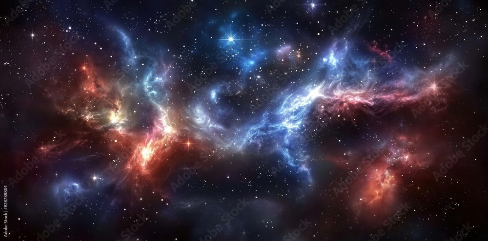 Poster background depicting a supernova or storm in a dark sky with lightning in abstract fractal art.
