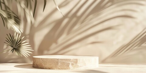 Tropical product display with palm shadows