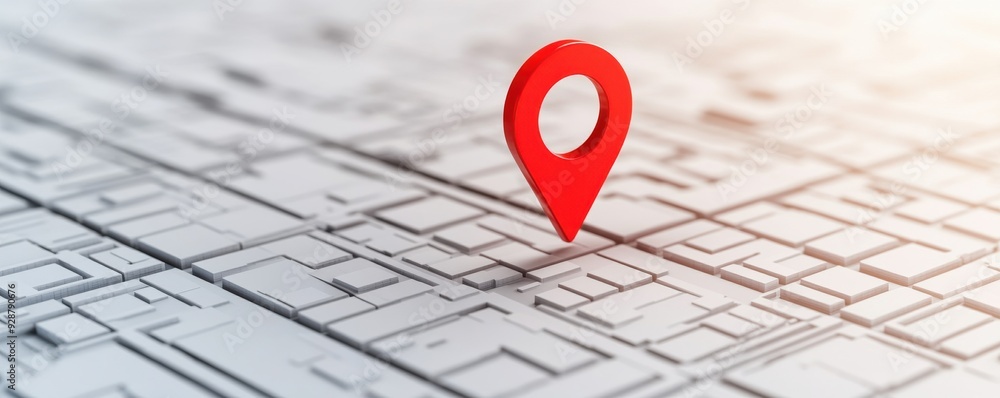 Poster a red location pin on a detailed urban map, symbolizing navigation and precise destination finding i