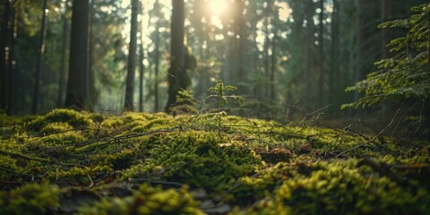Fototapeta premium Forest floor for thematic use in topics like erosion landslides and forest soils