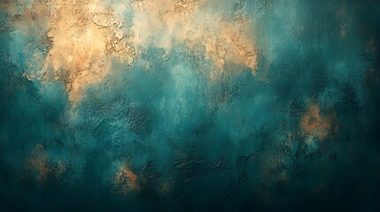 Obraz premium Abstract teal and gold textured background.