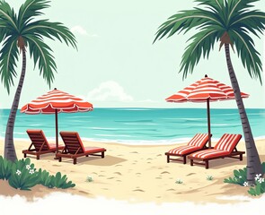 Fototapeta premium Abstract Summer Beach Vacation Poster | Contemporary Art Collage Background