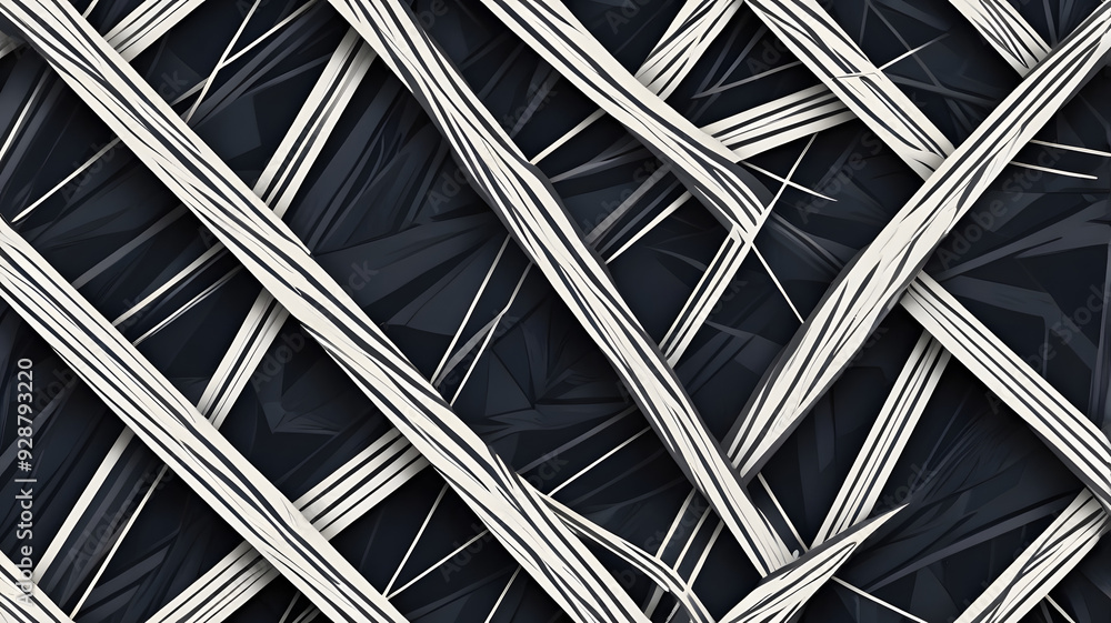 Poster abstract geometric lines: a mesmerizing interplay of white lines against a dark background, creating