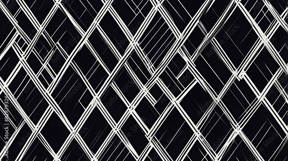 Poster interwoven lines: abstract black and white pattern of intersecting lines creating a dynamic and mode