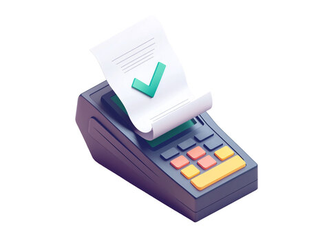 a credit card reader with a check mark