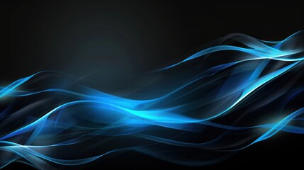Naklejka premium Abstract Blue Waves on Black Background