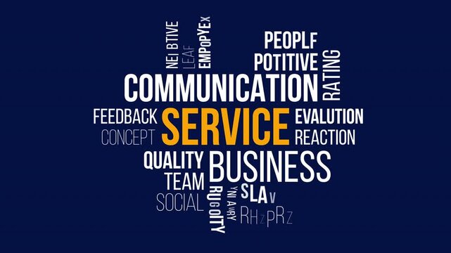 service Word cloud animation concept. Kinetic Typography animation.Collage made of words about holography.
