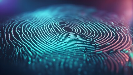 A blue and purple fingerprint with a lot of lines