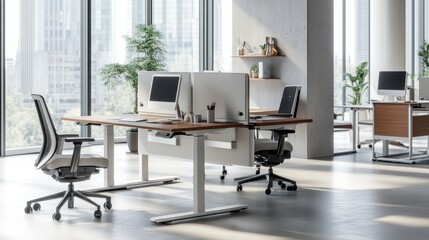 Corporate Workspace Flexibility with professionals working in a modern open office 