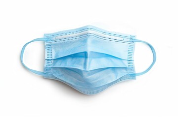 Blue Mask. Close-up Surgical Face Mask Isolated on White Background for Medical Care