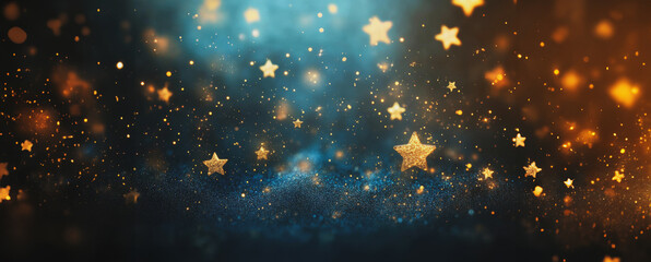 Fototapeta premium Abstract background featuring shimmering gold star particles in a cosmic setting