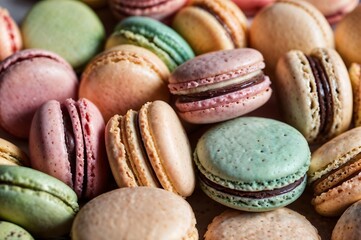 French macaron assortment, pastel colors 