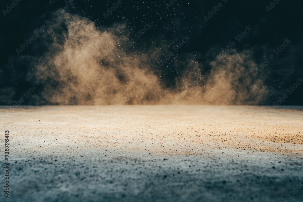 Poster abstract image of dust clouds swirling on a dark background creates a mystical and atmospheric scene