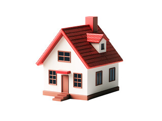 a small white and red house