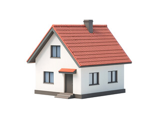 a white house with red roof