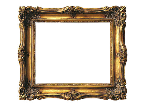 a gold frame with a white background