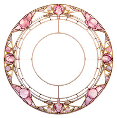 PNG Circle rose art nouveau glass white background chandelier.