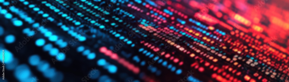 Poster abstract digital data stream with vibrant colors. the image symbolizes technology, networks, and the