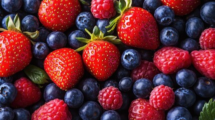 Obraz premium Vibrant Assortment of Fresh Berries Closeup View