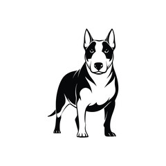 American Bull Terrier dog vector, art silhouette logo illustration icon design black and white 