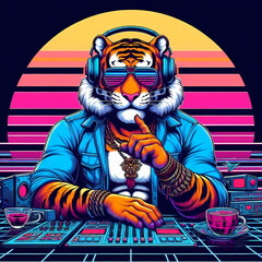 tiger, animal, synthwave, cat, vector, cartoon, illustration, wild, wildlife, mammal, animals, isolated, head, striped, nature, art, black, predator, fur, orange, feline, white, zoo, cub, safari, baby