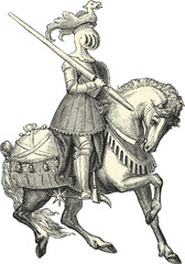 knight vintage illustration isolated on transparent background