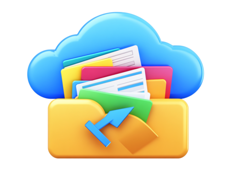 a cloud with folders and files