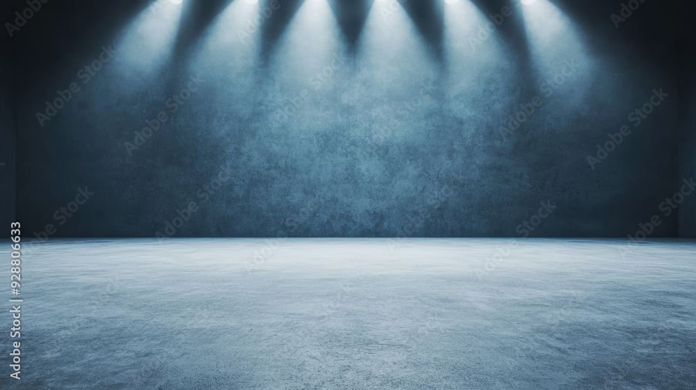 Poster empty blue stage with spotlights, perfect for presentations and events. the minimalistic design and 