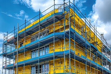 Fototapeta premium Building Under Construction with Scaffolding